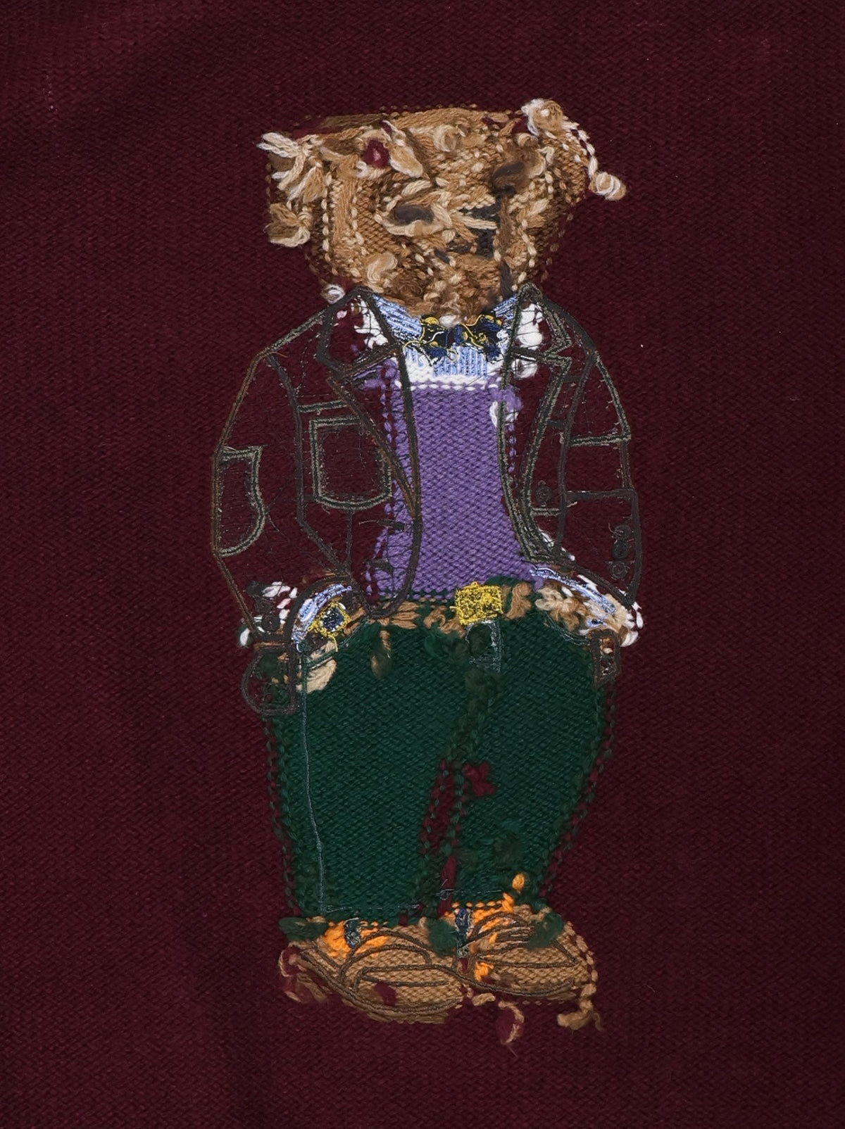 Burgundy Bear Knit Sweater