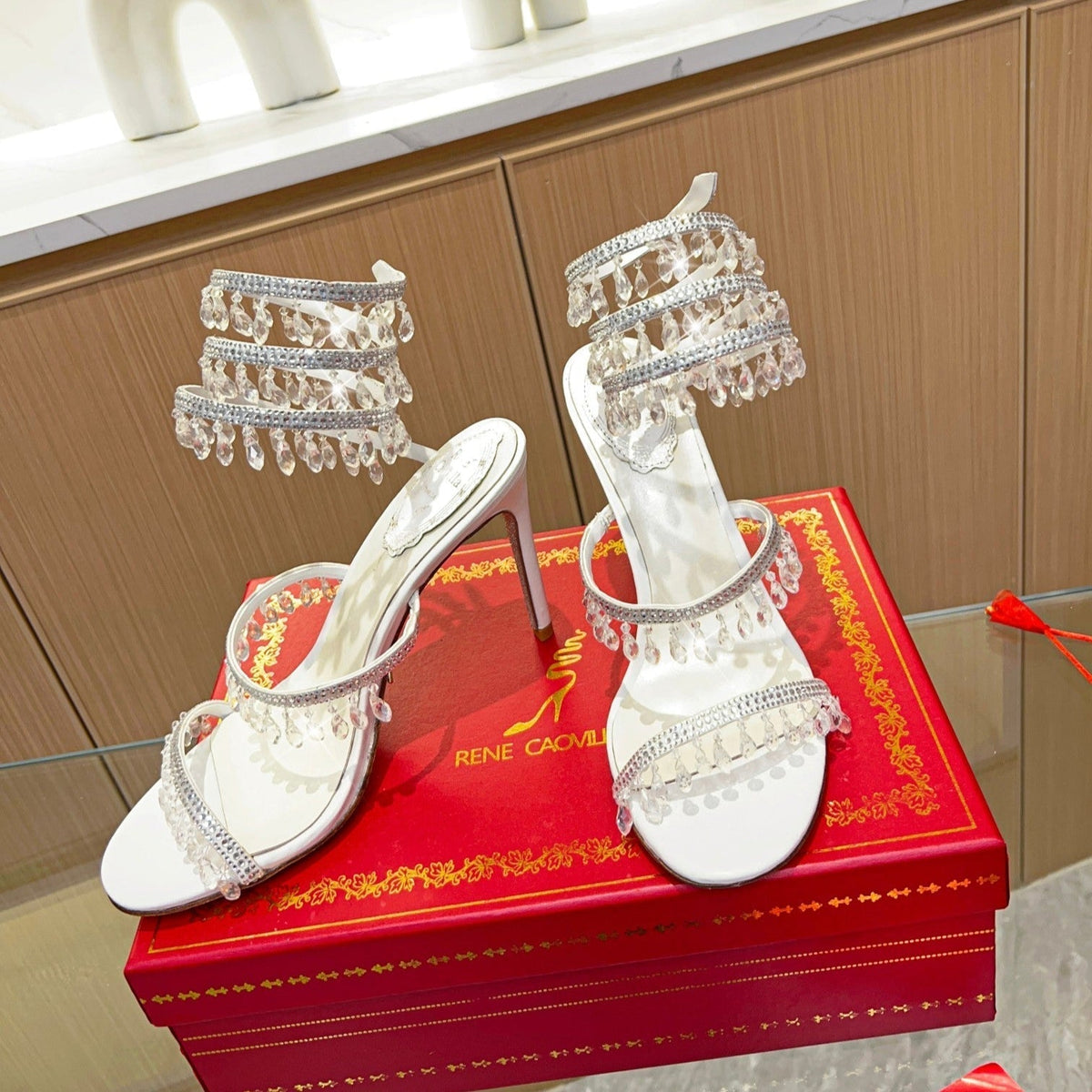 Cleo Crystal Strap Sandals