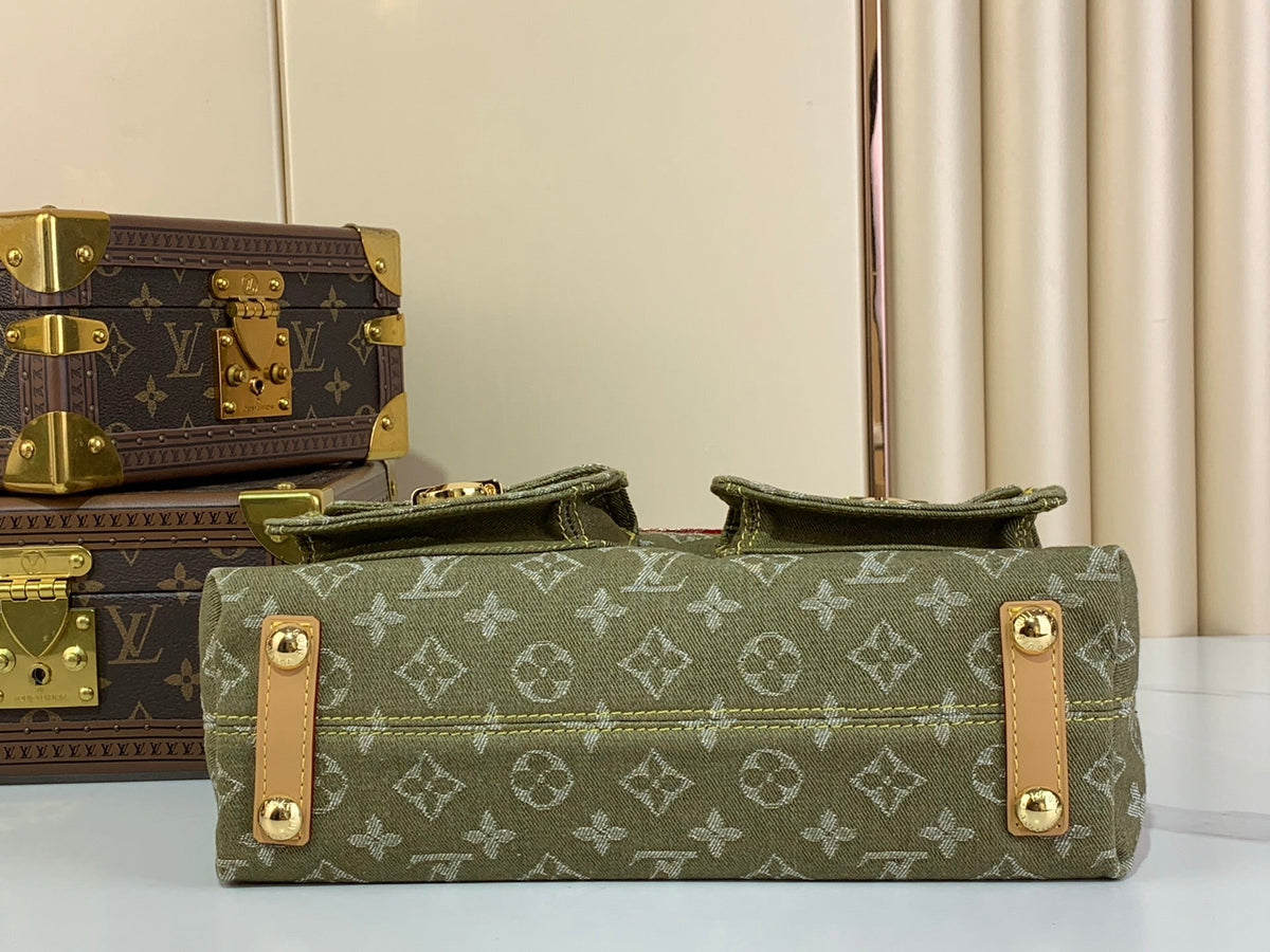 Vintage Denim Messenger Bag Green